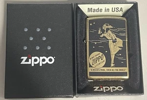 ZIPPO 2022 A WEEK’S TRIAL BOX TOP SERIES BRASS LIGHTER UNFIRED IN BOX D447 - Picture 1 of 6