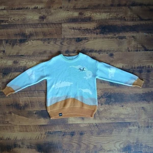 Lovejoy Marvelous View Pebble Brain Cloud Jumper Womens Blue Knit Sweater READ - Picture 1 of 7