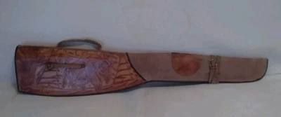 Funda de montar de colección Hunter Tooled Buffalo Deer de cuero y gamuza para rifle 37"L  Foto 1 de 4