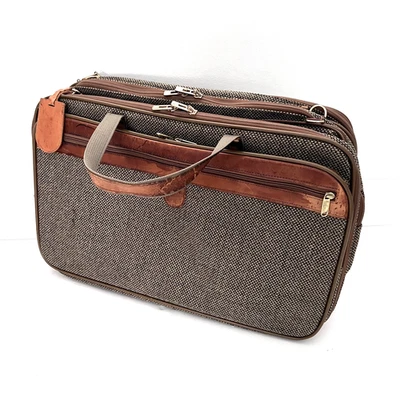 Hartmann Tweed Leather Carry On Expandable Luggage Garden Bag Handles No Strap - Image 1 of 4