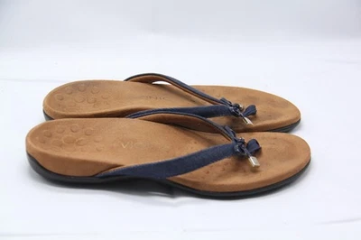 VIONIC Bella II Sandalias Mujer Talla 8 Marrón Azul Chanclas Ortopédicas Lazo Tanga Foto 1 de 4