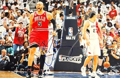 Carlos Boozer Signed 12x18 Chicago Bulls Photo PSA AP18888 - Image 1 of 2