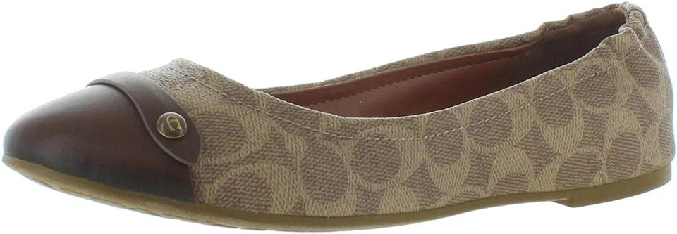 Coach Women's Brandi Ballet CC Flats Shoes in Saddle/tan Sz 8.5 B