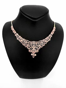 Collier mit natürlichen Diamanten Rosa Statement Collier 14KT Gold - Bild 1 von 8