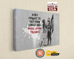 Banksy Dont Forget to Eat Your Lunch Canvas Print - Street Art Home Decor - Picture 1 of 8