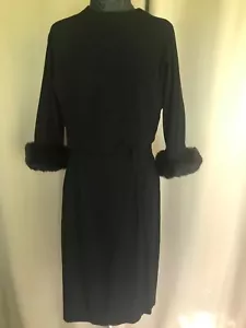 Vintage 60's 2pc Little Black Dress with short jacket finished with mink cuffs. - Picture 1 of 18