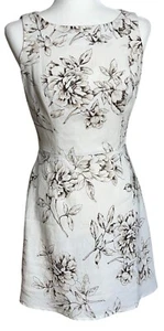 Ann Taylor Loft Dress Linen Rayon Ivory Floral A-line Chic Classic Womens 4 - Picture 1 of 14