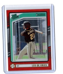 Panini Donruss Rated Prospect 2024 rojo Leo De Vries paralelo RC #'d 15/275 - Imagen 1 de 1