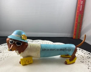 DACHSHUND "LIFE IS SHORT GO SHOP LONG", WEINER WITH SUN GLASSES DOG - Picture 1 of 6