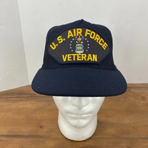 US Air Force Veteran Hat USAF Military Eagle Crest Cap Patch Style Made In USA - Picture 1 of 10