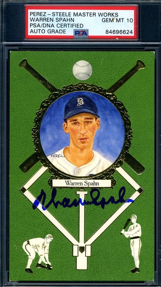Warren Spahn Gem Mint 10 PSA DNA Signed Perez Steele Master Works Rose Autograph - Image 1 of 1