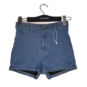 MDT TOPSHOP HIGH WAISTED STRETCH BLUE JONI SHORTS 10 - Picture 1 of 5