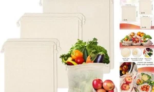 Reusable Produce Bags Cotton Mesh Produce Bags Mesh Storage 8*10,10*12,12*14 - Picture 1 of 7