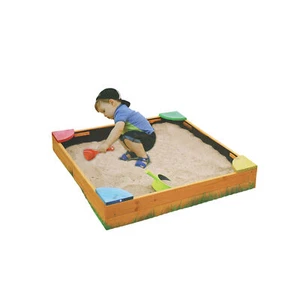 Holz-Sandkasten QUADRATISCH, 90 x 90 x 17 cm, mit Abdeck- & Bodenplane - Bild 1 von 4