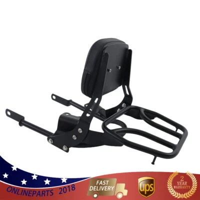 For Bonneville 2016-2024 T100 T120/Black Backrest Sissy Bar w/ Luggage Rack - Image 1 of 4
