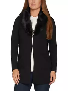 KELLY BY CLINTON KELLY Gr. XL Ponte Jacke mit abnehmbarem Kunstfellkragen SCHWARZ - Bild 1 von 4