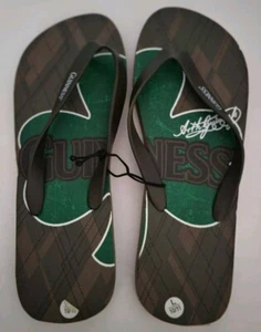 Mens Guinness Beer Green & Brown Flip Flops Size 10/11 12/13 - Picture 1 of 8
