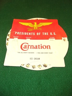 SUPER RARE OLD VTG PAPER SLIDE RULE: CARNATION ICE CREAM, PRESIDENTS OF THE U.S. Foto 1 de 4