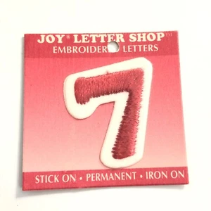 Joy Letter Shop Red Number 7 1.5” Iron On Embroidered Patch Appliqué Crafting - Picture 1 of 7