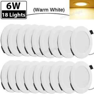 18Pack 6W LED Ceiling Lights Ultra-Thin Recessed Retrofits Kit 3000K Warm White - Picture 1 of 11
