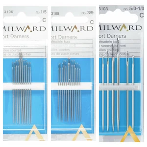 Premium Qualität Milward verschiedene kurze Darner Hand Nähnadeln 10er Pack Größe - Bild 1 von 6