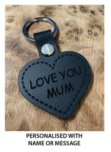 LLAVERO DE CUERO CORAZÓN PERSONALIZADO MAMÁ LOVE YOU Llavero Llavero Negro Regalo - Imagen 1 de 5