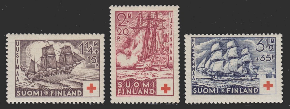 1937 RED CROSS CLIPPER -UUSSIMA TURUNMAA HAMEENMAA - PERFECT GUM SCT.B24-B26 - Image 1 of 1