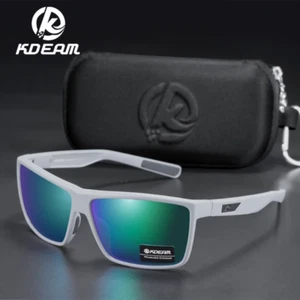 KDEAM Polarized Green Lens Shade Sunglasses Unisex Square Sports Driving Goggles - Picture 1 of 9