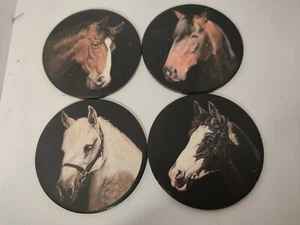 Vintage coasters set of 4 Horses pictures (E1) - Picture 1 of 3