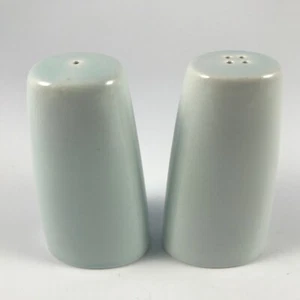 MSE MARTHA STEWART Ceramic SALT & PEPPER SHAKERS - Pale BLUE / GREEN - 3.5" Tall - Picture 1 of 5