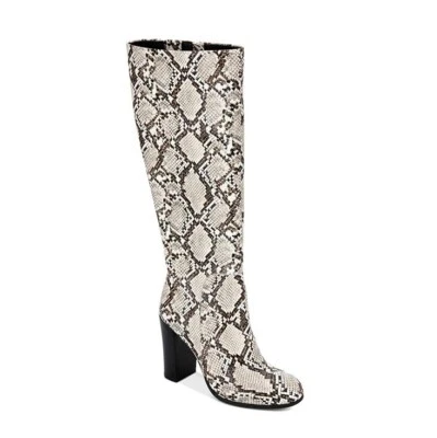 Kenneth Cole Womens 6.5 M Black White Snake Zip Up High Heel Boots Display XW7 - Image 1 of 4