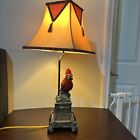 Oriental Accents Large Toile Table Lamp With Parrot Figure