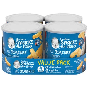 Snacks for Baby, Lil' Crunchies, Baked Grain Snack, 8+ Months, Mild Cheddar and - Picture 1 of 3