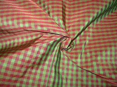 2 3/8 YDS FAUX SILK GINGHAM CHECK PLAID  DRAPERY UPHOLSTERY FABRIC FOR LESS - Image 1 of 3