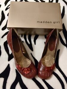 Woman Madden GIRL Stacii Red Paris Maroon Red Pump High Heel Shoes SZ 8.5