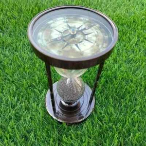 Nautical Vintage Brass Sand Timer Antique Maritime Hourglass with Compass gift - Picture 1 of 6