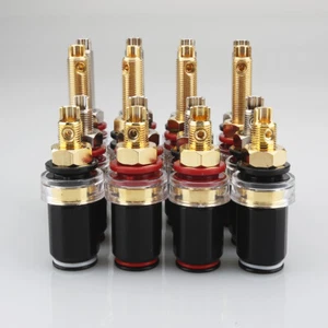 4Pcs 24K Gold Rhodium Plated HiFi Amplifier Speaker Binding Post Socket Terminal - Picture 1 of 10