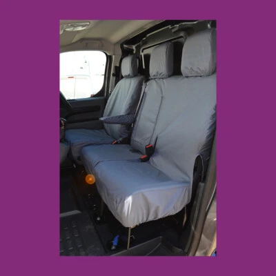 Peugeot e-Expert 2020+ Front 3 with Tray Grey Waterproof Tailored Seat Covers - Image 1 of 4