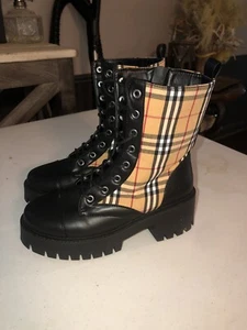 Botas de combate para mujer con plataforma a cuadros con cordones y cremallera Gritty By Rouge talla 7 - Imagen 1 de 5