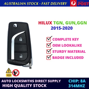 For Toyota Hilux Remote Key 2 Button 2015 2016 2017 2018 2019 2020 2021 2022 - Picture 1 of 6