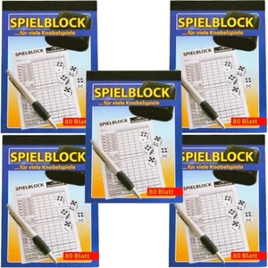 5x Spielblock Knobelblock Knobel Würfel Block für viele Knobelspiele 80 Blatt - Bild 1 von 4