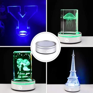 Touch-sensing Crystal Lamp Holder Night Light Lighted Display Base - Picture 1 of 12
