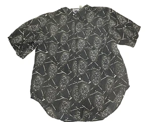 Vintage Hey Man 100% Silk Shirt Mens XL Black Paisley Tribal Print Shirttail - Picture 1 of 9