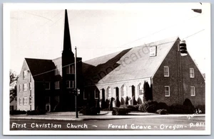 K40/ Forest Grove Oregon RPPC Postcard c1940s First Christian Church 437 - Picture 1 of 2