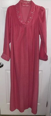 Bata vintage Shadowline cepillada LS rosa floral chal cuello talla mediana Foto 1 de 4