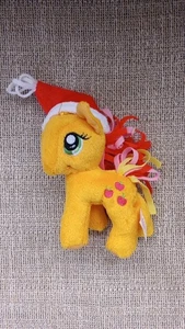 My Little Pony Christmas Applejack Plush 6" Stuffed Animal Santa Hat Funrise - Picture 1 of 4