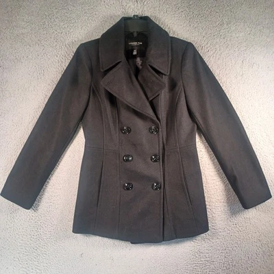 London Fog Womens Black Double-Breasted Peacoat Jacket Size XS Hooded Collar - Image 1 of 4