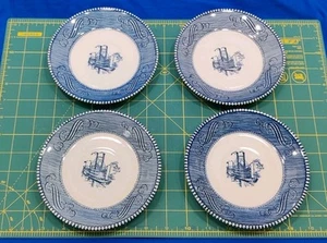 Vintage Currier & Ives Blue Royal China Saucers 6 3/8" Lot Of 4 #2 42506 - Picture 1 of 10