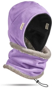 Sukeen Winter Hood Scarf Set Fleece Lined Balaclava Purple Reversible Warm - Picture 1 of 4