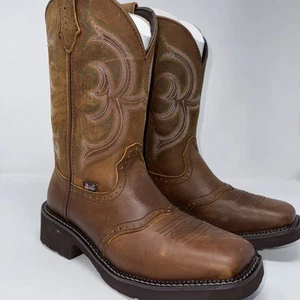 Justin Boots Women’s 11 B Inji Square Toe Cowgirl Boot Biker Embroidery - Picture 1 of 10